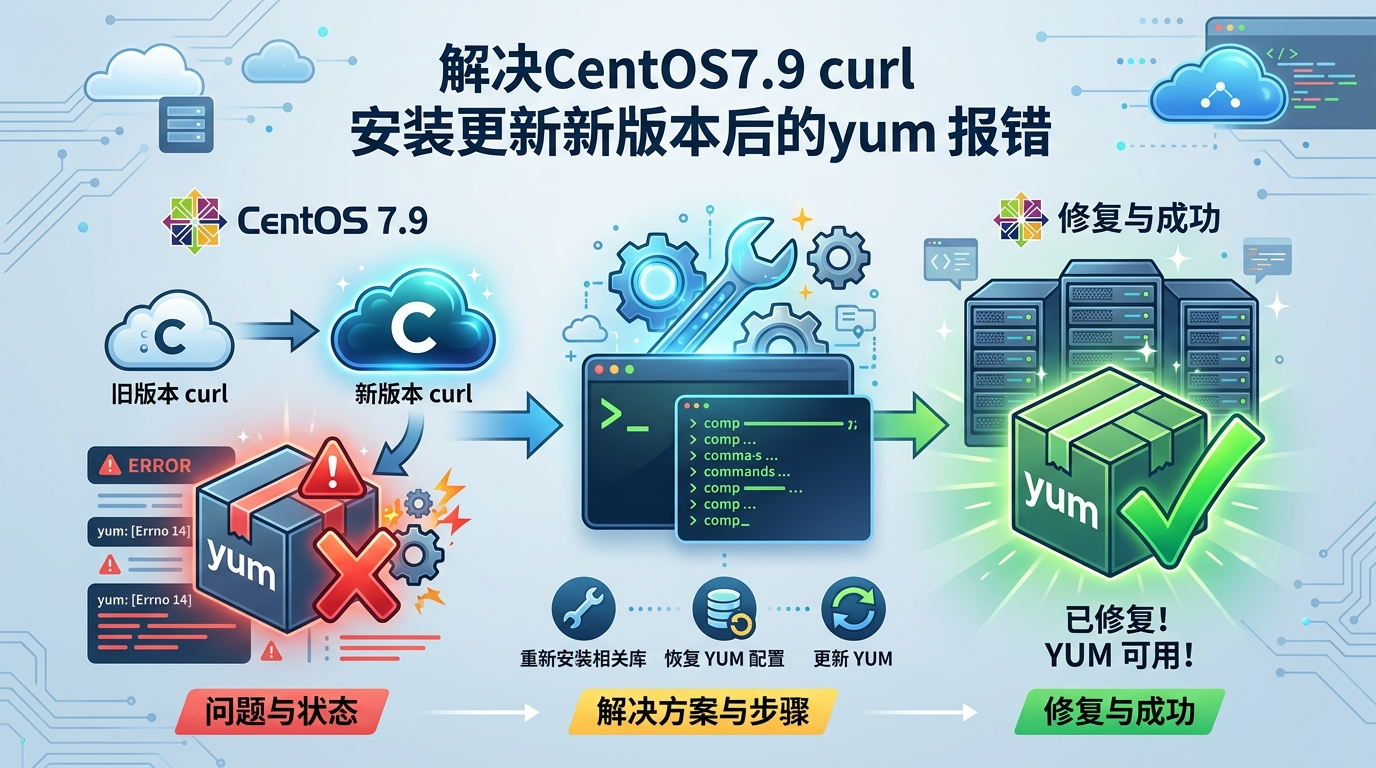 CentOS 7.9 修复 yum 报错：基于 LD_PRELOAD 的 libcurl 重编译方案